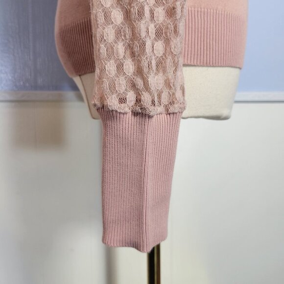 Love Tree Large Baby Pink Semi Sheer Longsleeve Turtleneck Sweater - Picture 5 of 10